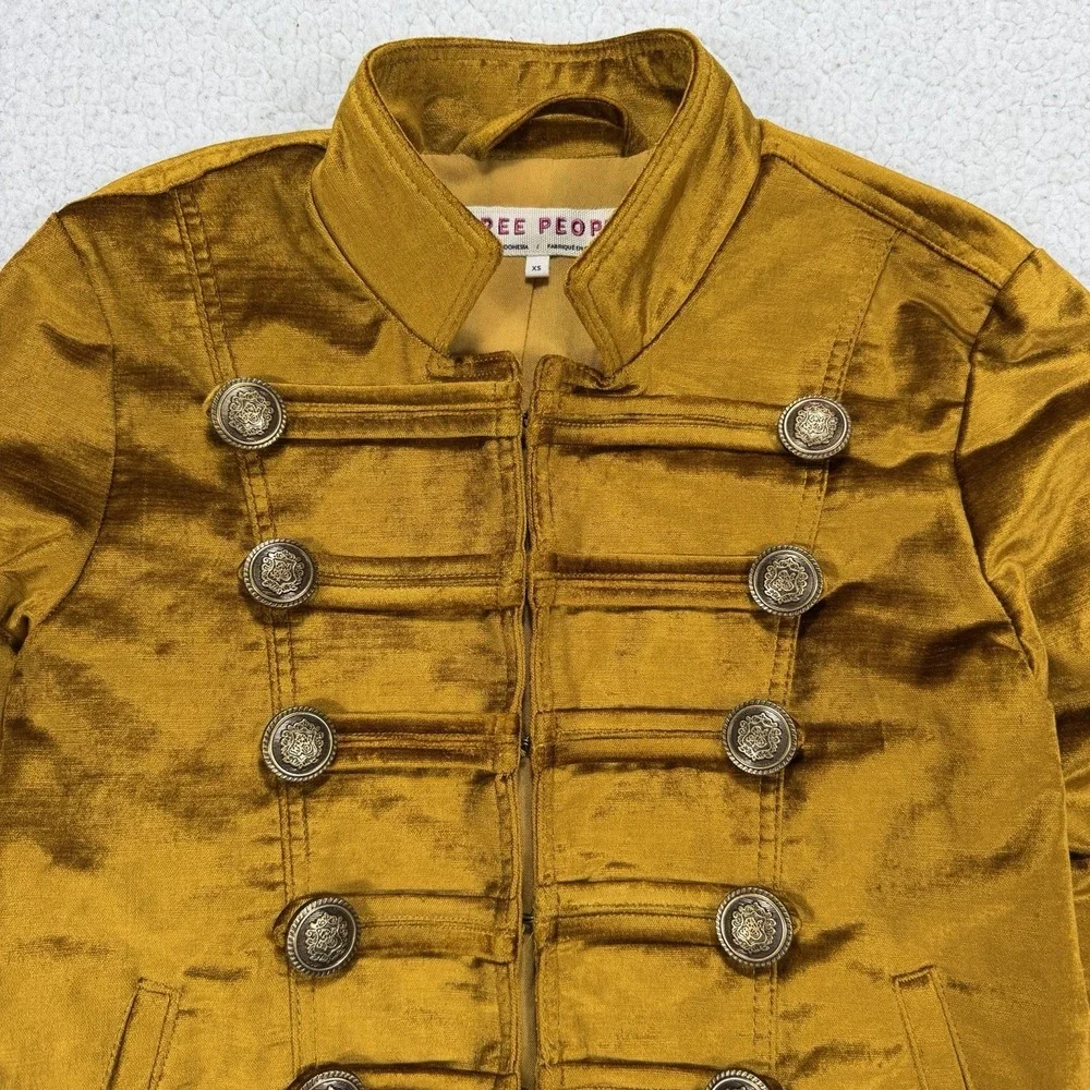 Free People Military Napoleon Jacket Women's XS Gold Boho Festival Steampunk